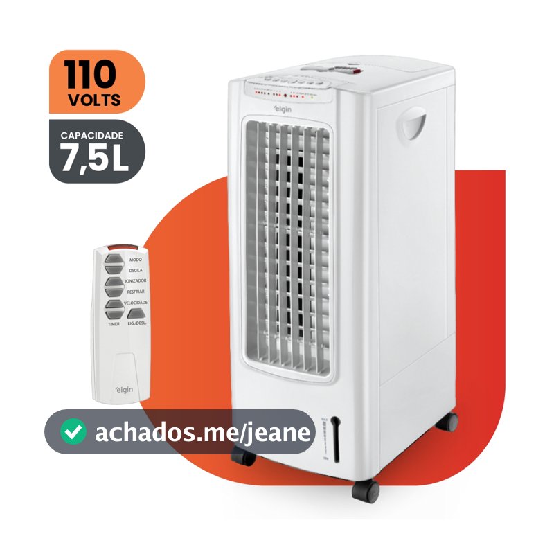 Climatizador de Ar Portátil Silencioso Elgin FCE-75BR 7,5L 60W 127V com Controle Remoto