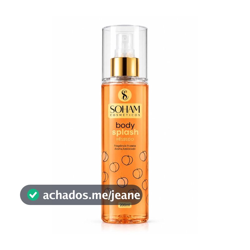 Body Splash Pêssego SoHam Cosméticos 200ml - Fragância Frutada Aroma Adocicado