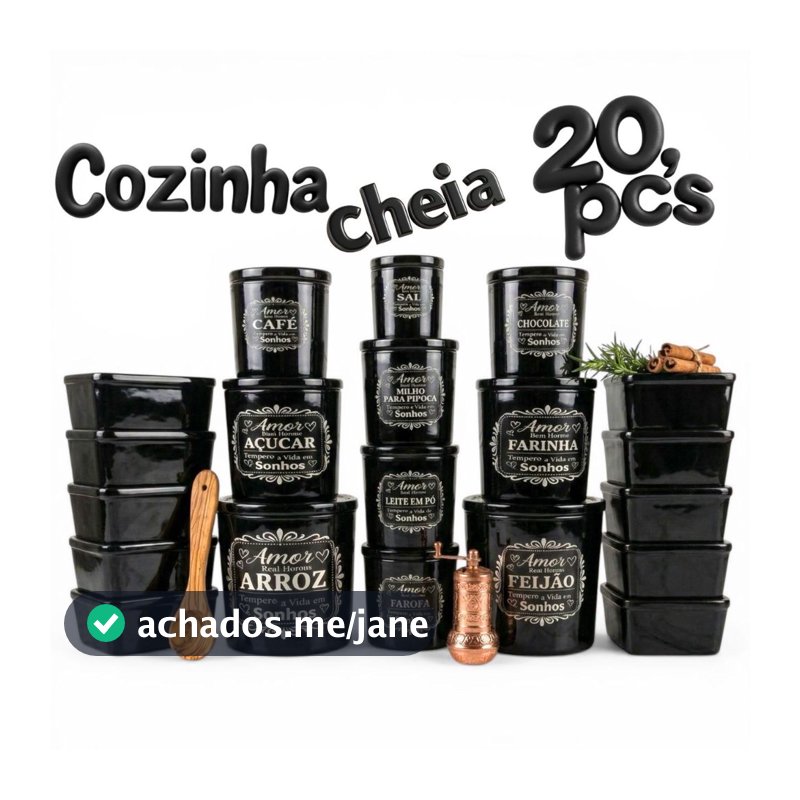 Potes Plásticos BPA Free Kit 20 Peças Para Mantimentos