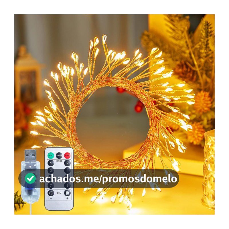 Pisca Pisca USB Com Controle Remoto 8 Modos Prova D'Água Decoração Quarto Natal Festas