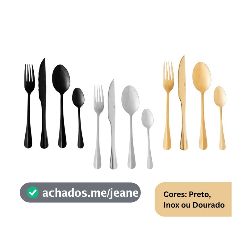 Jogo Talheres Faqueiro 24 Peças - 6 de cada - em Aço Inox Positano Lyor