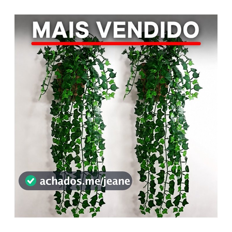 1 Kit Vaso trançado + 2 Planta Pendurada Verde  Artificial Parede Varanda pendente verde caida Enfeite