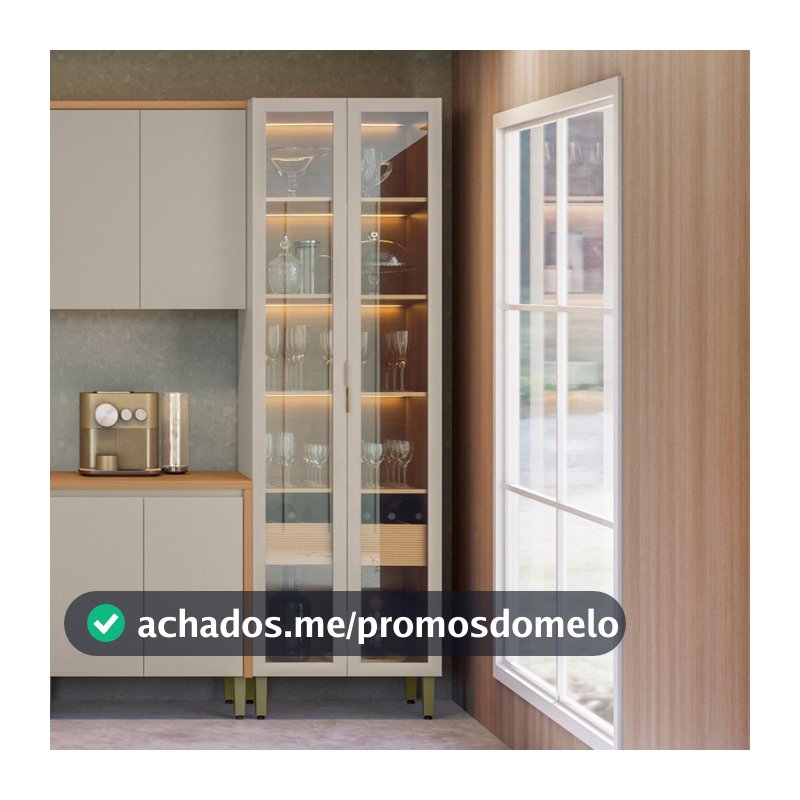 Cristaleira 2 Portas 1 Gaveta e Led Allure Linea Brasil