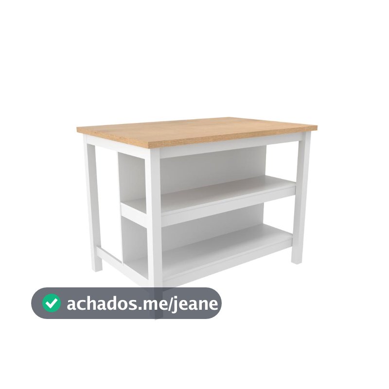 Ilha Cozinha Ditália 2 Prateleiras Branco CD-1019