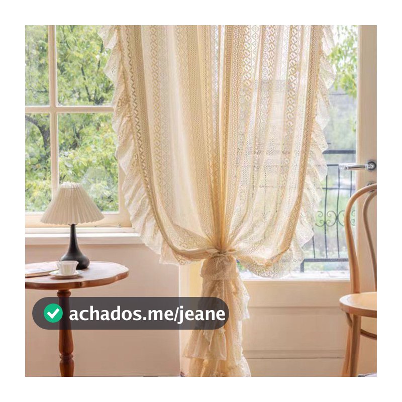 Cortina Renda Vintage Aesthetic Romântica Babados Cottagecore Para Sala Quarto 1 Peça
