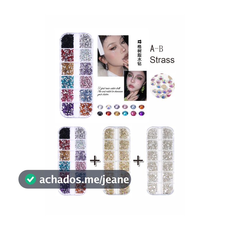 Prata, ouro, colorido, 3 combinações de strass, adequado para nail art e decoração, unhas de gel