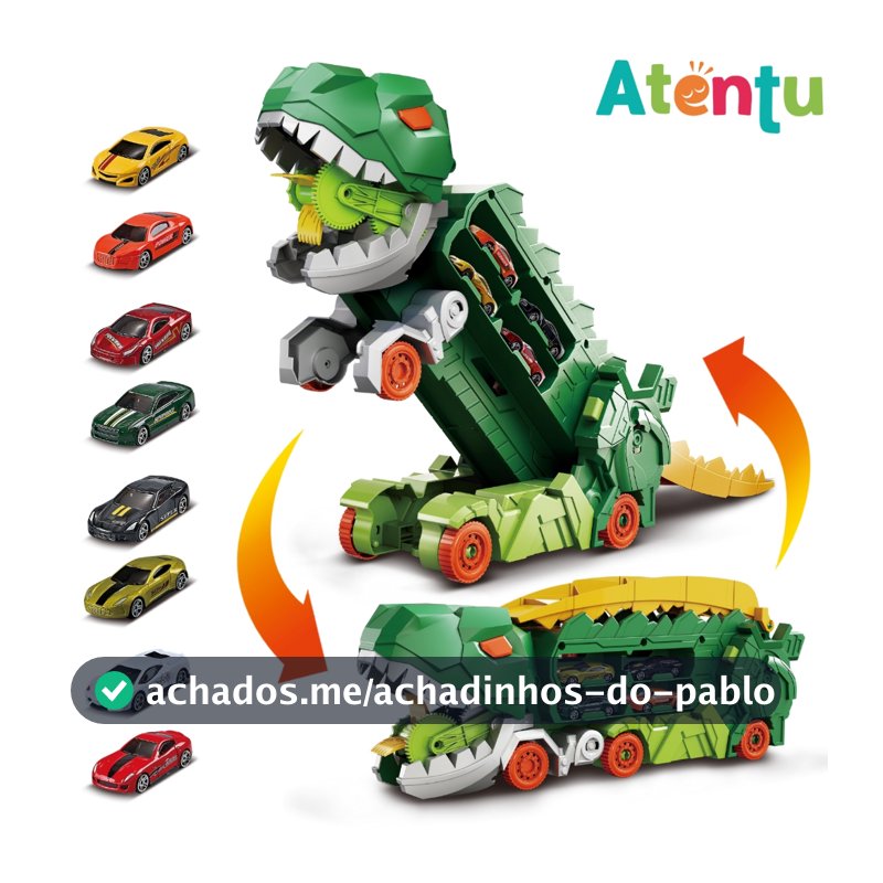 Pista Dinossauro 2 em 1 Caminhão Cegonha Carro Brinquedo com Rampa Corrida