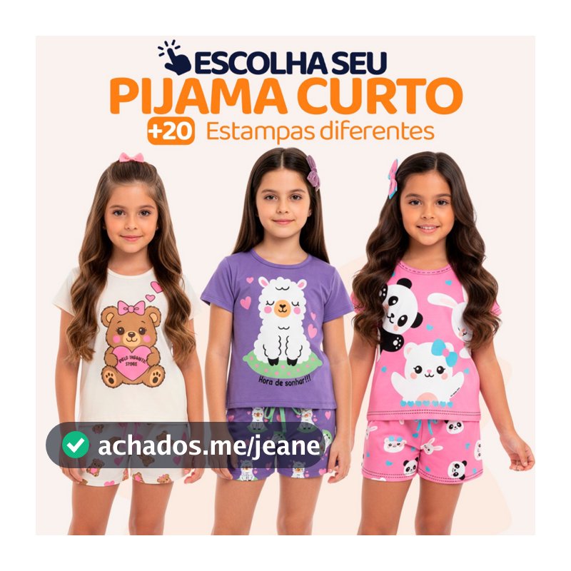 Pijama Infantil  Menina Manga Curta com Estampas Fofas e Conforto Roupa de dormir Infantil Feminino Verão Calor. L06