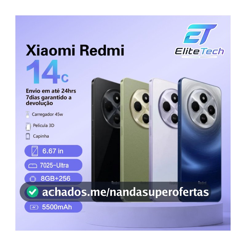 Smartphone Celular Xiaomi Redmi 14c 256gb  8gb RAM 128gb 4gb Dual Sim 50MP Global 14 c Lançamento