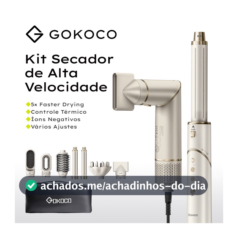 GOKOCO Escova Secadora 7 Em 1 GD032 Conjunto De Secador De Cabelo Multifuncional De Alta Velocidade  Para Alisar Enrolar