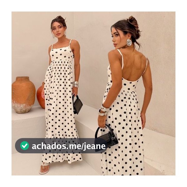 Vestido Longo Feminino Viscolycra Poá Alça Fina Soltinho Casual Estampado Leve Confortável Babado Moda Verão Elegante