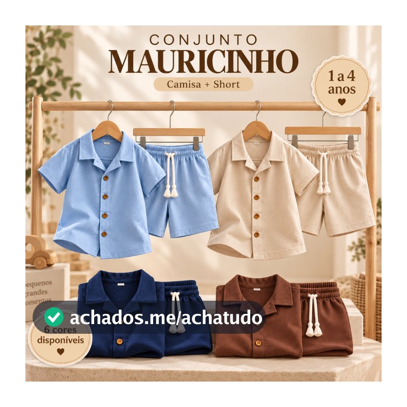 Conjunto Infantil Menino Mauricinho Camisa com Botões + Short Bebê
