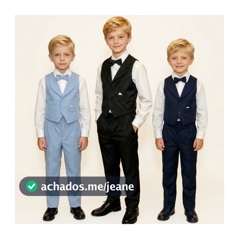 Conjunto Festa Menino Colete Gravata Luxo do 2 A 12  Festa Pajem Formatura Diversas cores