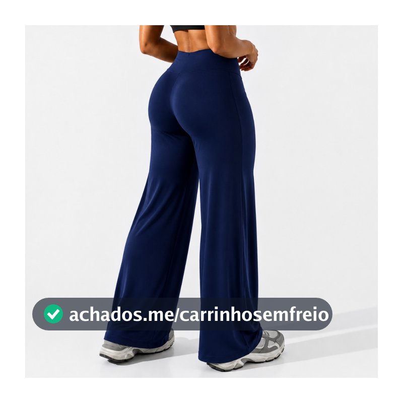 Calça Feminina Wide Leg Cintura Alta Treino Academia Yoga Pantalona Confortável