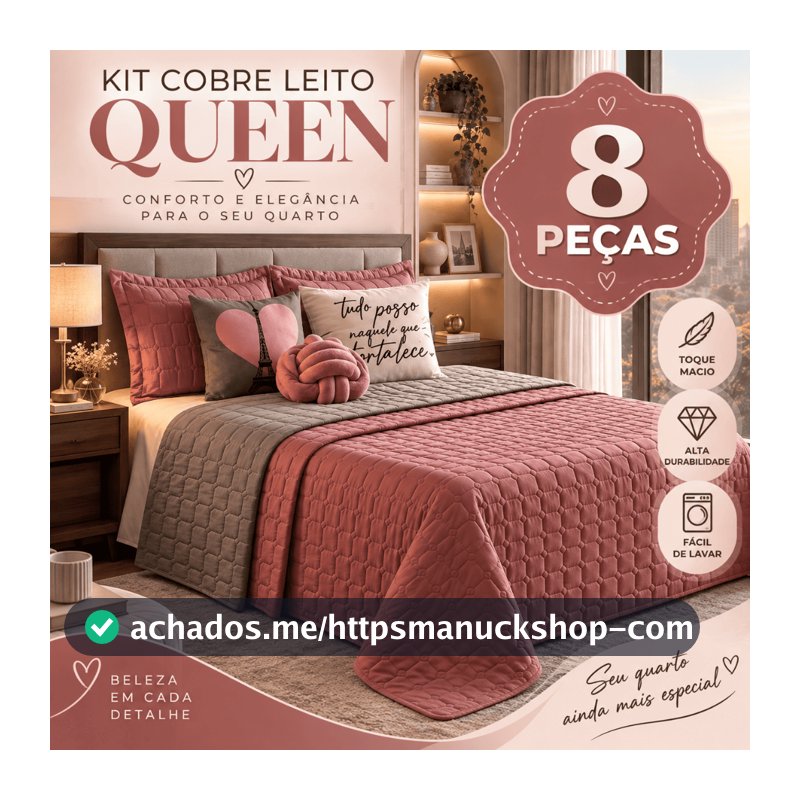 Kit Cobre Leito Dupla Face Paris Queen 08 Peças Original
