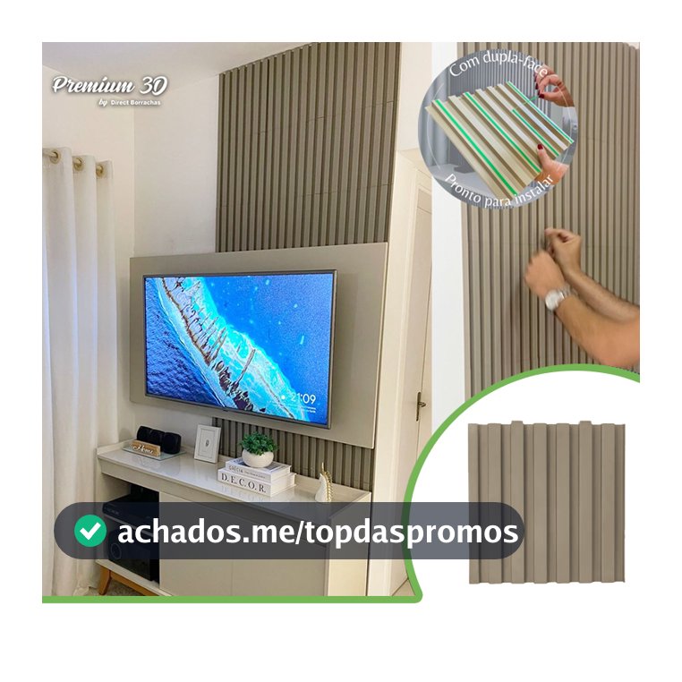 Kit 4m² Painel Ripado Fendi 30x30 - 44 peças | Anti-impacto | Autocolante