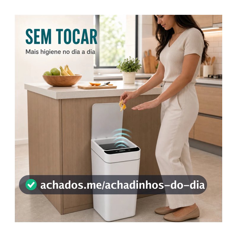 Lixeira Automática 12 Litros com Sensor Inteligente Balde de Lixo para Banheiro