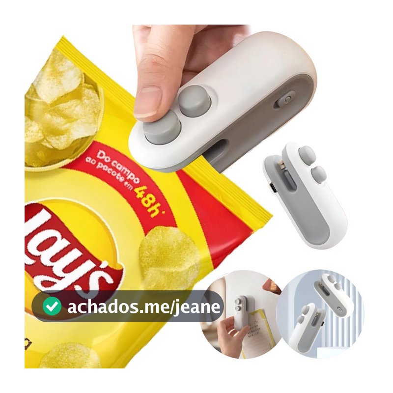 Mini Máquina Seladora Portátil 2 Em 1 Saco Plástico Embalagen Carregamento Usb Elétrica