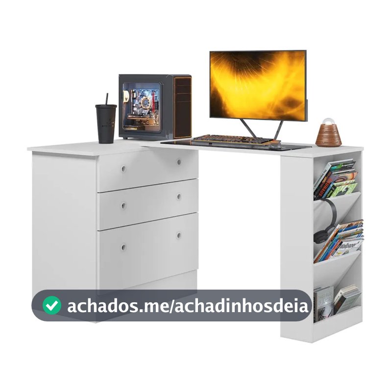 Cômoda Gamer 3 Gavetas com Mesa Giratória MDP Qmovi