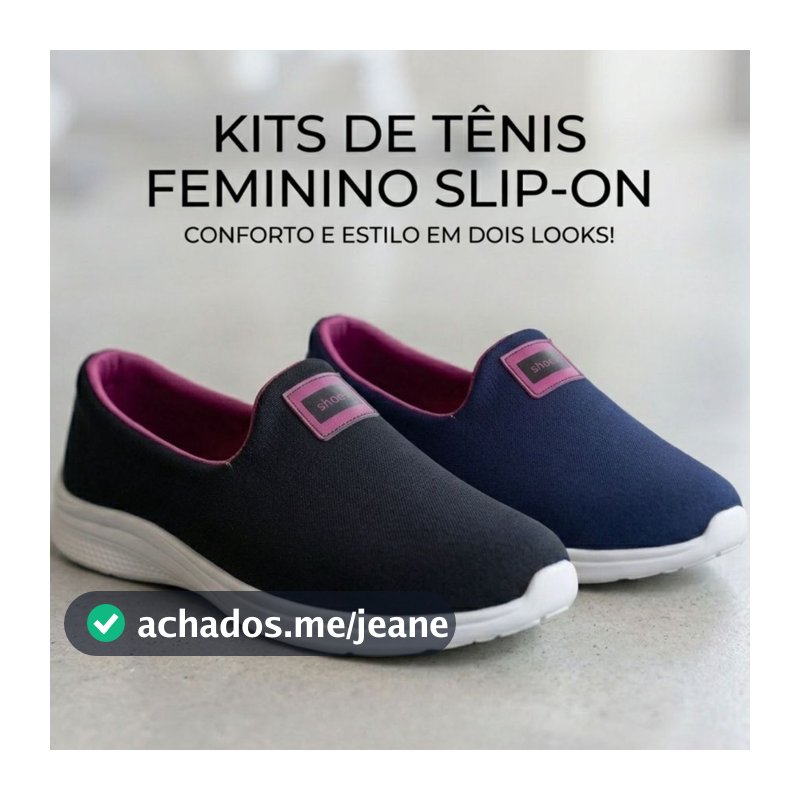 Kit 2 Pares Tênis Feminino Calce Fácil Slip On Casual confortável caminhada Academia (35 ao 40)