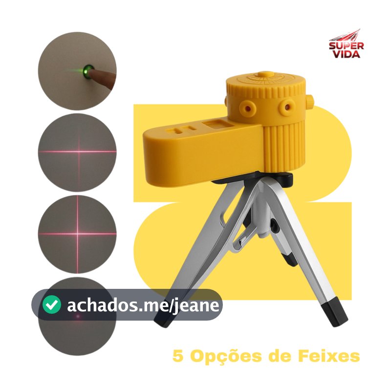 Nível a Laser Luatek com Tripé 5 Linhas Vermelho Alcance 10m para Assentamento de Azulejo