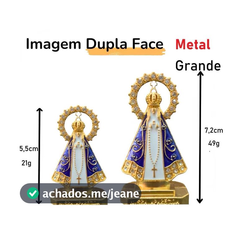 Kit 3 Santinhas Nossa Senhora Aparecida Enfeite Imagem De Metal Para Painel De Carro Dupla Face