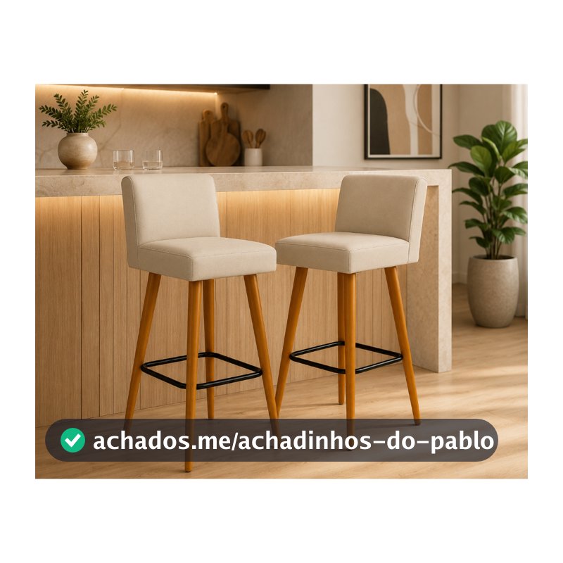 kit 02 banquetas alta decorativa com encosto para cozinha balcão e bistro