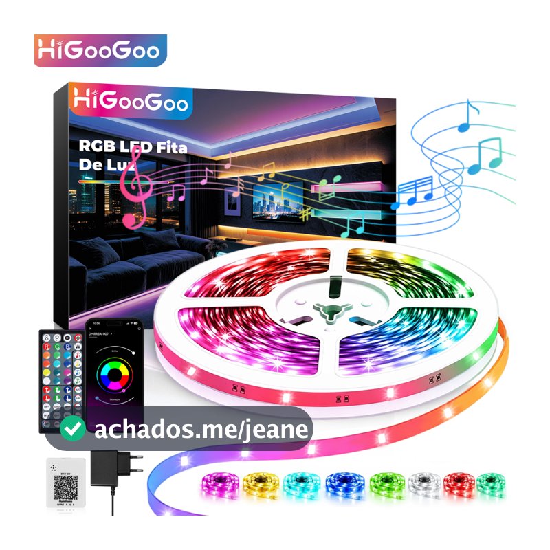 HiGooGoo 40/30/20/10M Recortável Fita Led APP Controle Remoto Decoração Quarto Casa Sincronização De Música Com Fonte