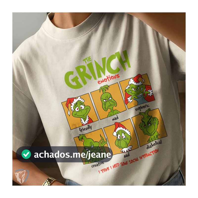 Camiseta Feminina Grinch Humor Natalino e Emoções Engraçadas Feliz Natal Para o Dia a Dia