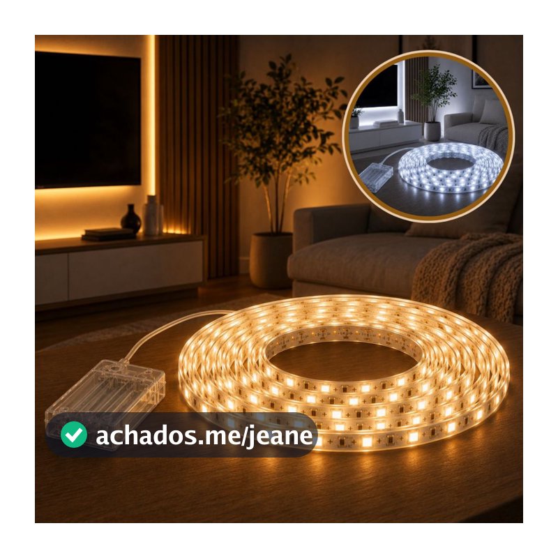 Fita De Led Fio Led De Pilha Autocolante 2m 120 LEDs Cordão Mangueira Decoração Casa Tv Móvel