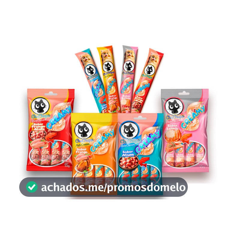 Petisco Para Gatos ChuChups Cream 1 cartela com 4 tubos de 15g Tipo Churu e Truly