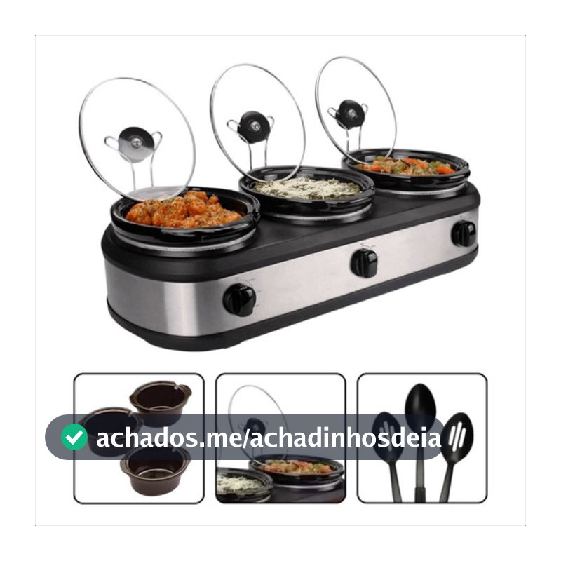 Rechaud Elétrico Members Mark Triplo Buffet Slow Cooker 110v