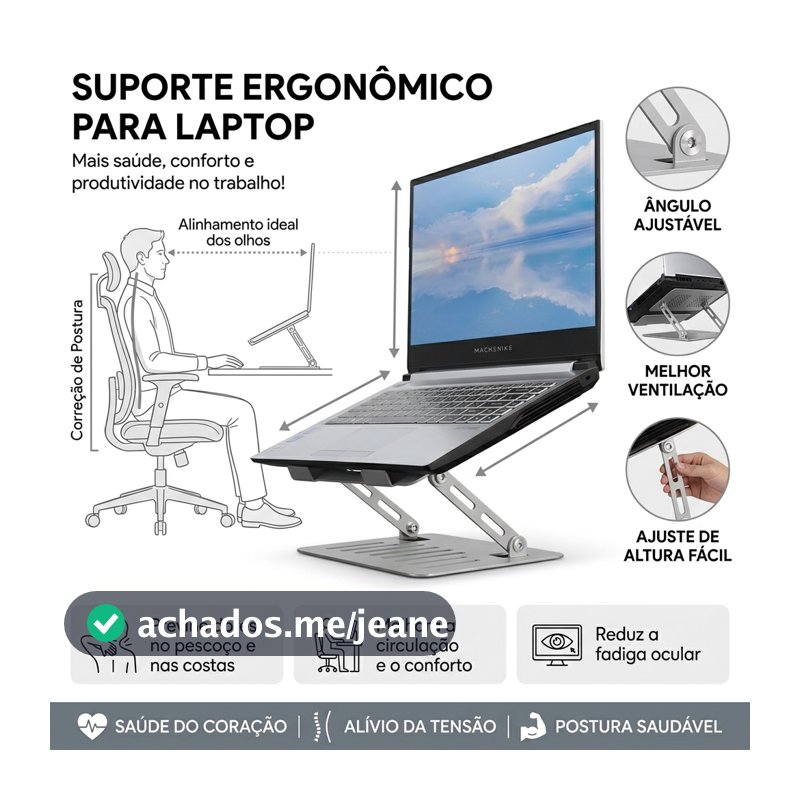 Suporte Notebook Macbook Articulado Metal  Ajustável Portatil Ergonomico