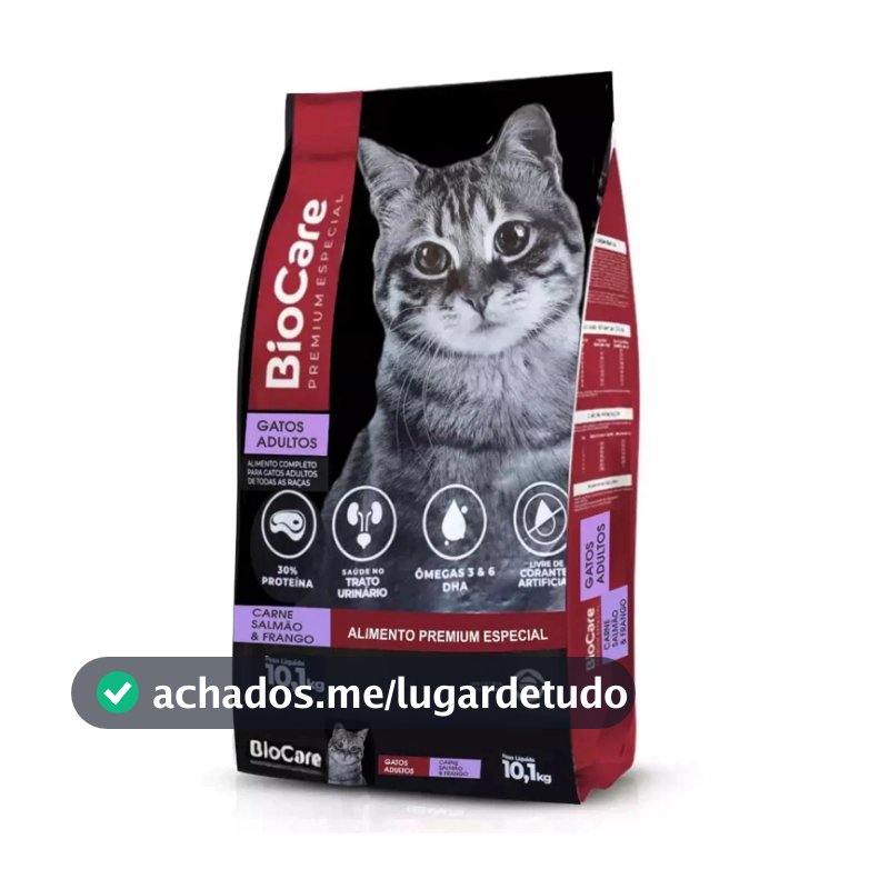 Ração Gatos Adultos Biocare Selection Salmão, Carne e Frango 10,1kg