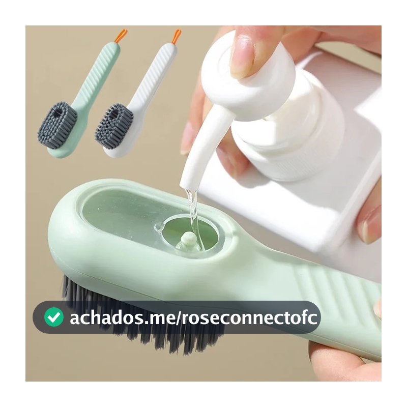 Escova Limpa Sapato Tenis Boné Roupa Com Dispenser Reservatório Sabão Portatil