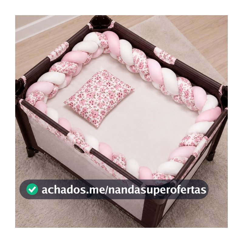 Kit Berço Desmontavel de Chiqueirinho de Menino 5 Peças Com Trança