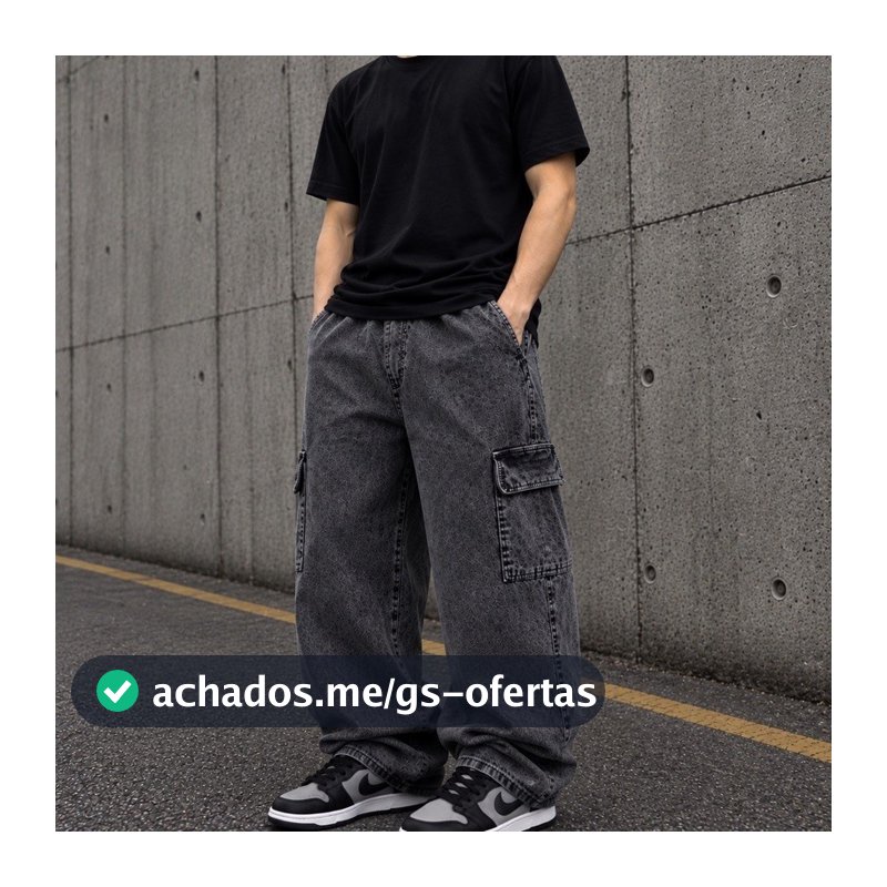 Calça Cargo Masculina Streetwear Preta Mescla Cinza Grafite 34 Ao 44