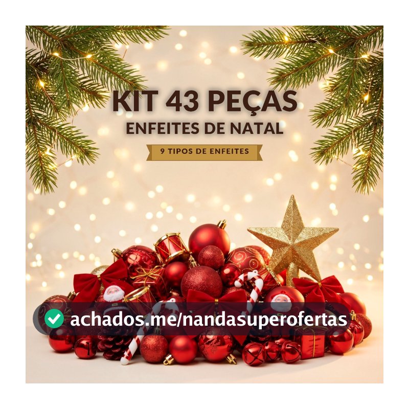 Kit 43 Enfeites Natalinos Decoração Festão Arvore de Natal Guirlanda Premium