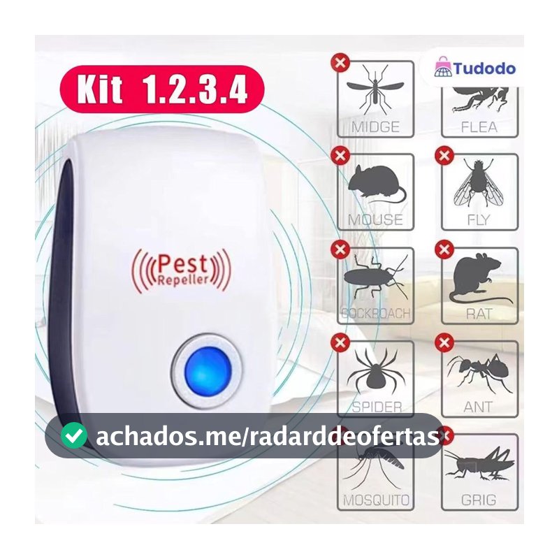 1/2/3/4unidade Repelente Eletrônico Ultrassônico Mosca Pernilongos Baratas Morcegos repele e Espanta Ratos bivolt