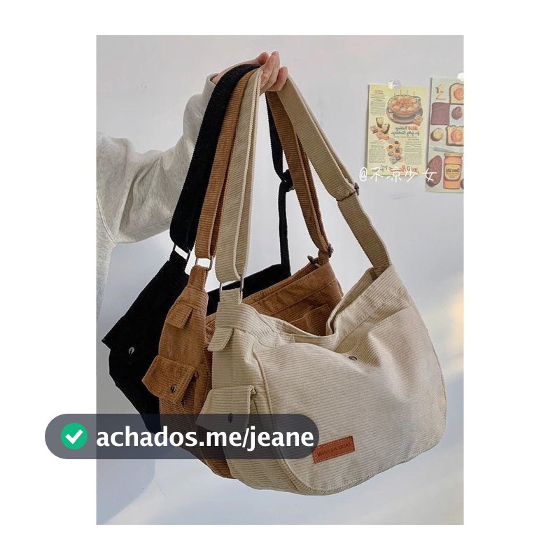 Bolsa De Moda Simples Ombro De Veludo Cotelê Mensageiro Feminina Grande Capacidade Bolsa De Estudante