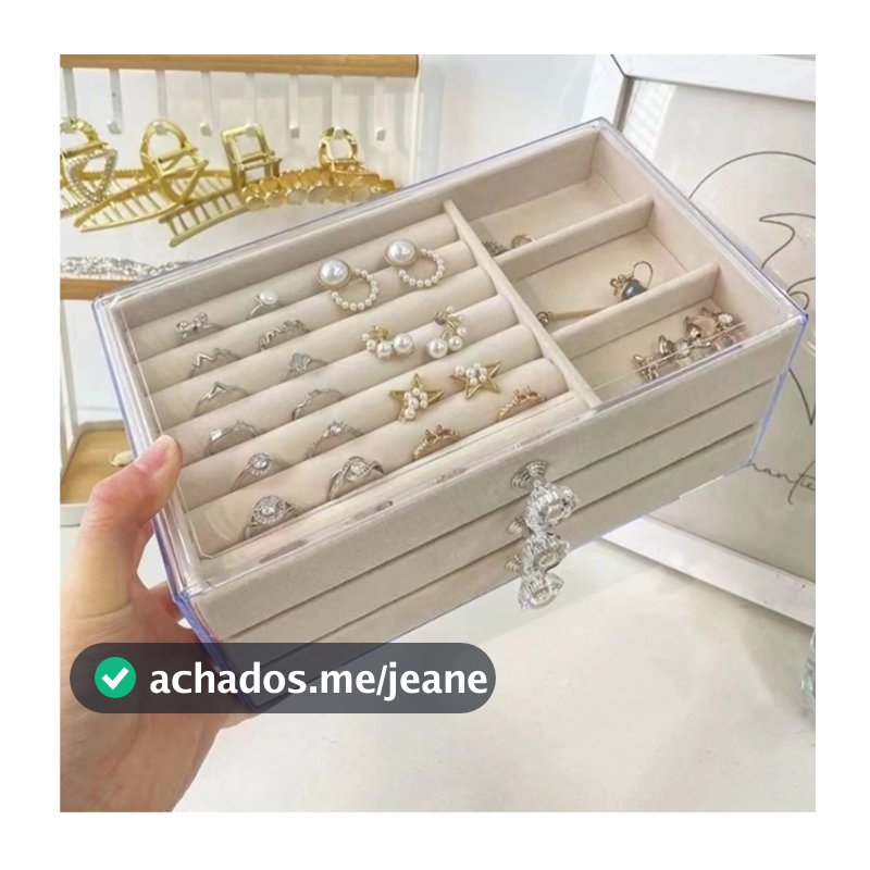 Porta Joia Acrílico Luxo com 3 Camadas- Brinco/ Anel/ Colar/ Pulseira