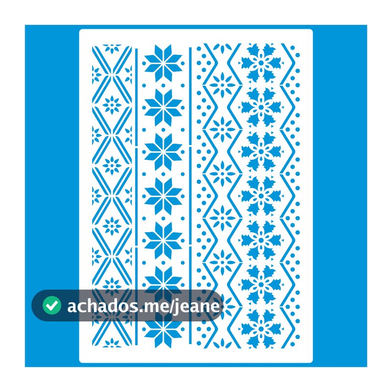 Stencil 21 X 29 Faixas Natalinas Molde Vazado Para Pintura Em Tecido Mdf Madeira Parede Camiseta Pano Prato