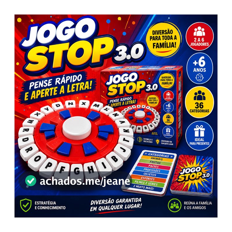 Tapple Jogo de Tabuleiro Stop 3.0 Trava Letras com Temporizador para Familia 24cm Versão em Português