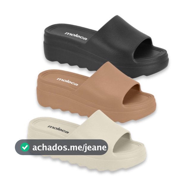 Sandália Feminina Moleca Plataforma Chinelo Slide Confortável EVA Macio Leve Original