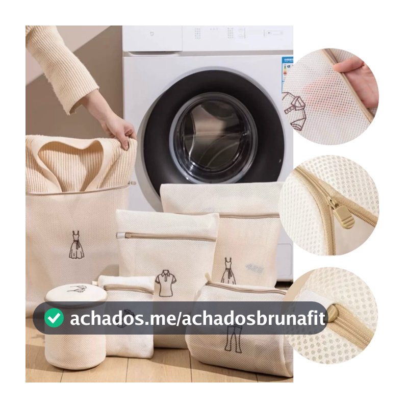 Kit 6 Sacos Lava Roupa Facil Para Máquina de Lavar Delicadas  Íntimas Organizador de Roupas Ziper