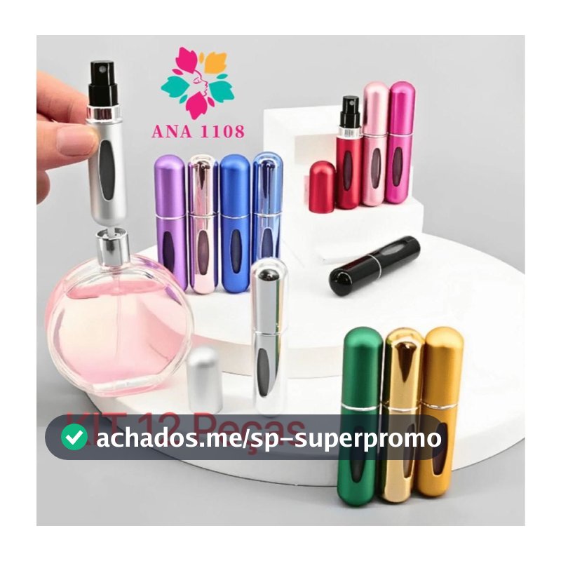 ANA1108 KIT 12 Pcs Porta Perfume Recarregavel Portatil Spray 5ml