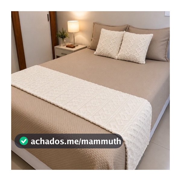 KIT 3 Peças Cama Posta 1 Peseira e 2 Capas de Almofada Decorativa Flannel trançado bem Elegante