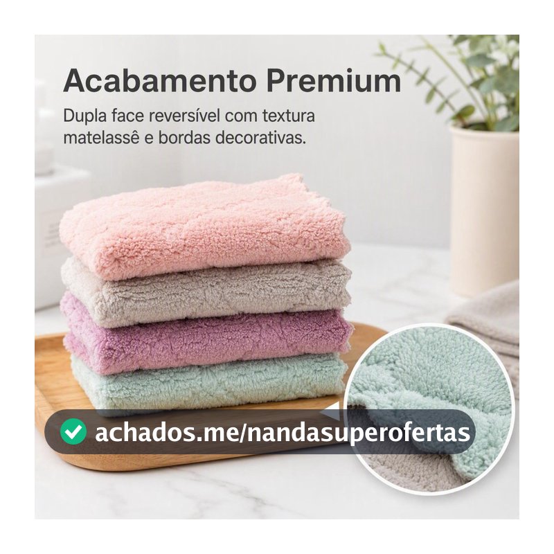20 KIT Pano de Limpeza Microfibra com Super Absorção de Água