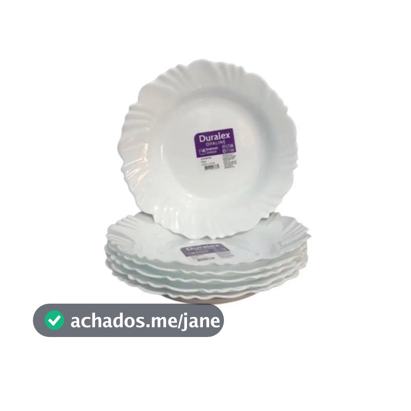 Jogo 06 Pratos Fundo Branco Duralex Opaline Vidro Pétala Nadir Almoço /Janta