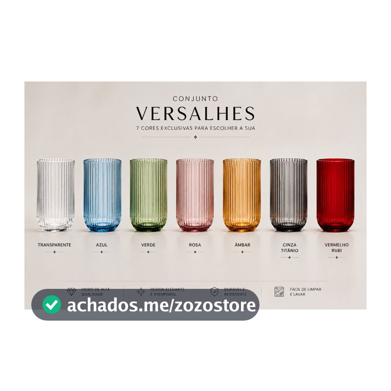 Jogo com 6 Copos De Vidro 460ml Versalhes Canelado